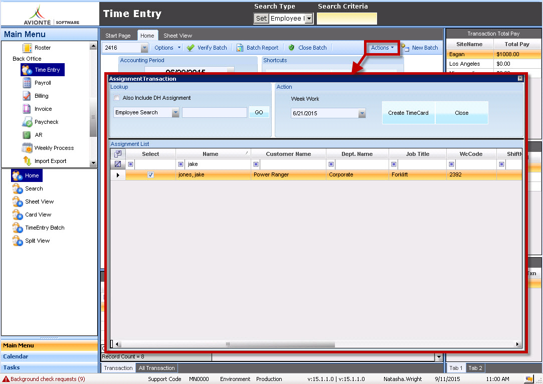 Create Transaction From Assignment