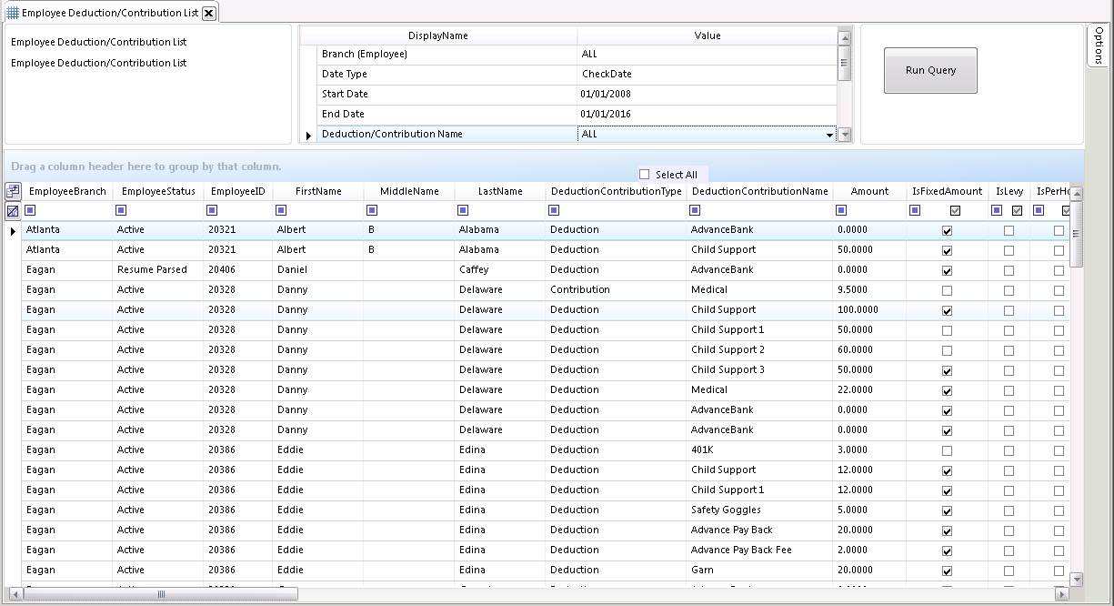 Standard AQ - Employee Deduction & Contribution List – Avionte Classic