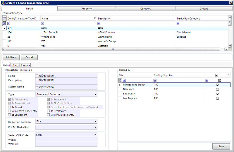 Configure Avionté Transaction Types to Manage Tips – Avionte Classic