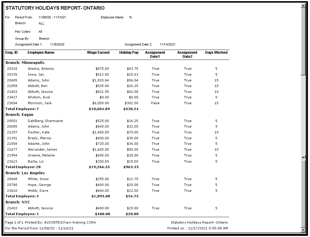 Standard Canadian Report - ON Statutory Holiday Report_CA