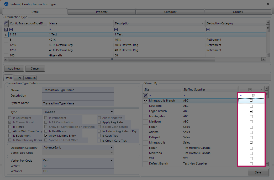 Branch access checkboxes