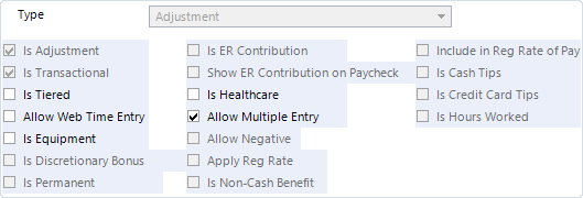 Transaction Type properties checkboxes