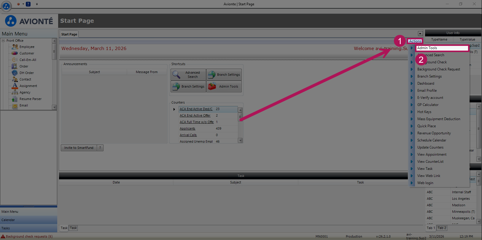 Admin Tools menu in Classic Back Office