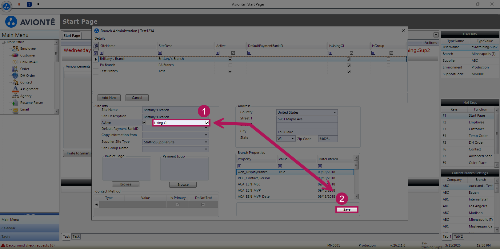 Save branch configuration
