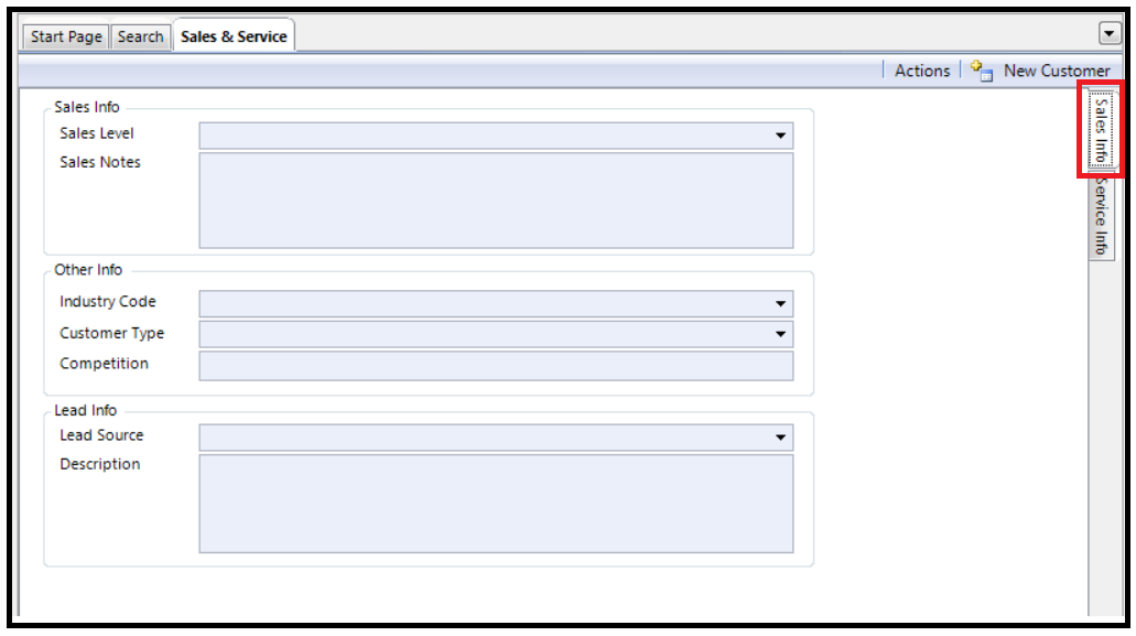 Sales Info tab