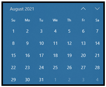 August 2021 calendar